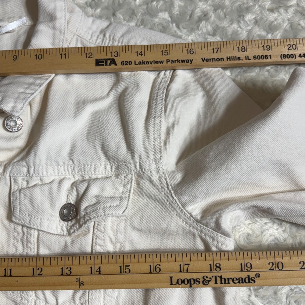Free People Womens Cream Denim Trucker Jacket Off White Cotton Size Small - Picture 4 of 15